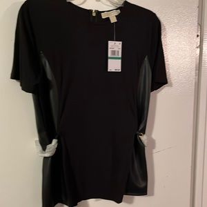 Michael Michael Kors Jersey Knit Scoop Neck Short Sleeve Chain Detail